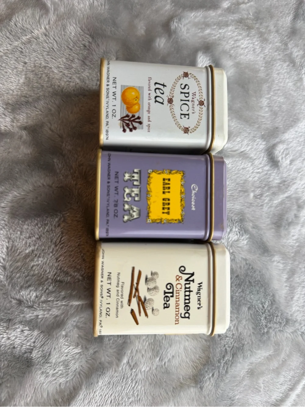 Vintage Style Tea Canister Set in Lavender and Cream - Spice Tea Collection